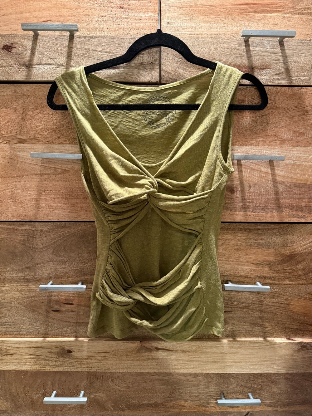Deletta Olive Green Twist-Detail Sleeveless Tank